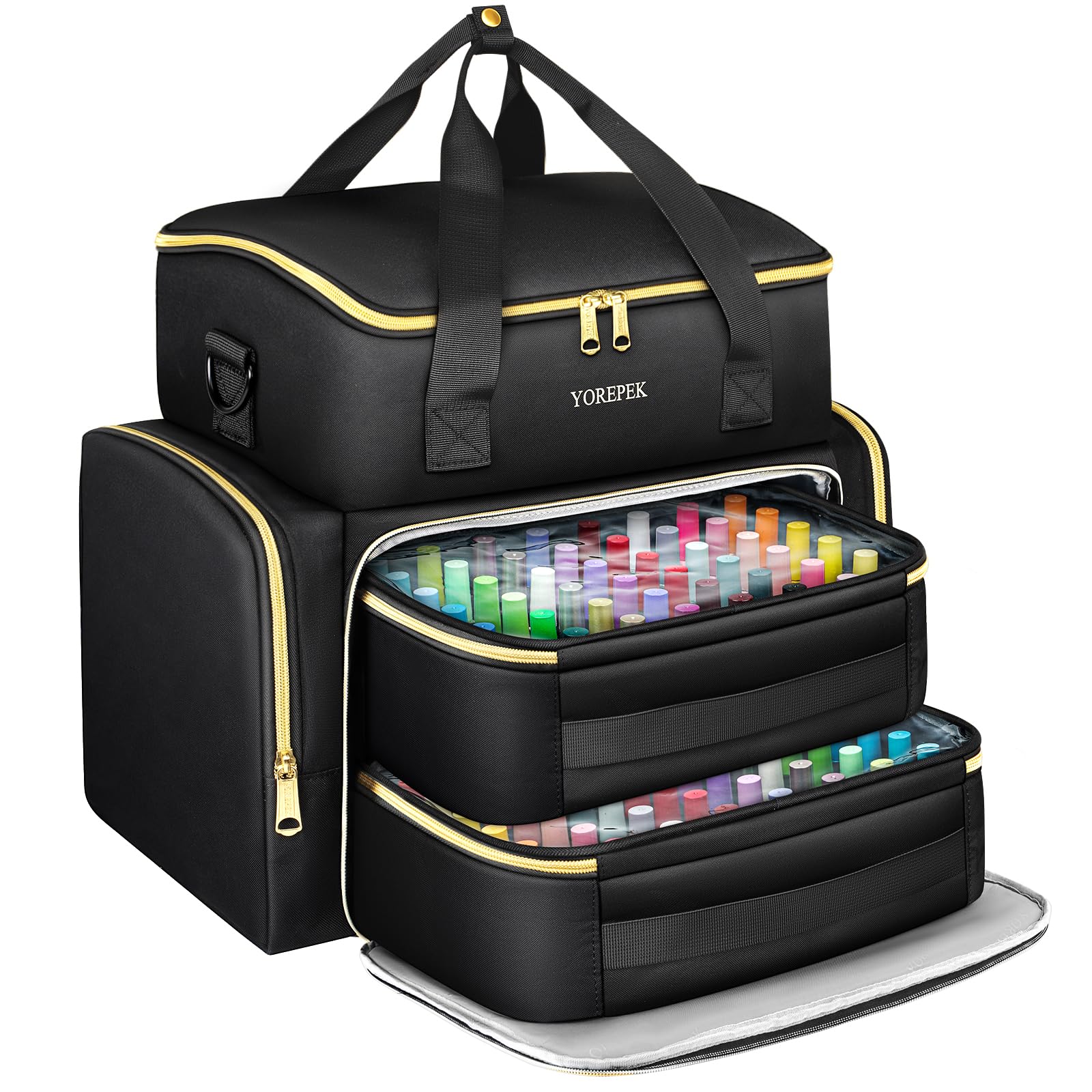 YOREPEK Extra Large Nail Polish Organizer Case Holds 96 to 100+ Bottles (15ml/0.5 fl.oz) UV lamp, Gel Polish Travel Case Bag with 2 Removable Pouches Fits Nail Supplies, Manicurist Nail Tech Gifts