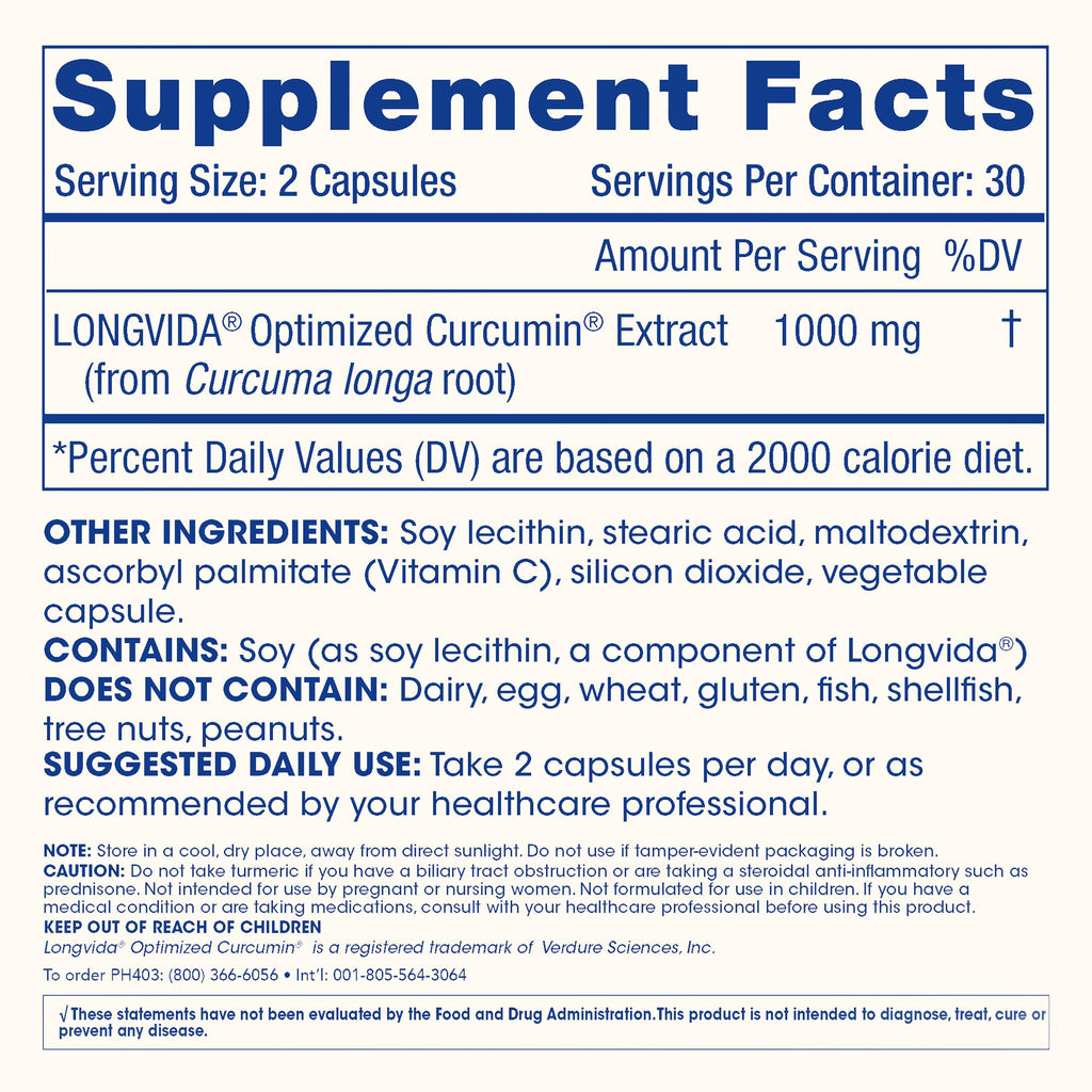 ProHealth Turmeric Curcumin Supplement: 285 Times More Bioavailable- Developed by Neuroscientists. 1000 mg Concentrated Longvida Curcumin Extract Per Serving (60 X 500mg Capsules Per Bottle)
