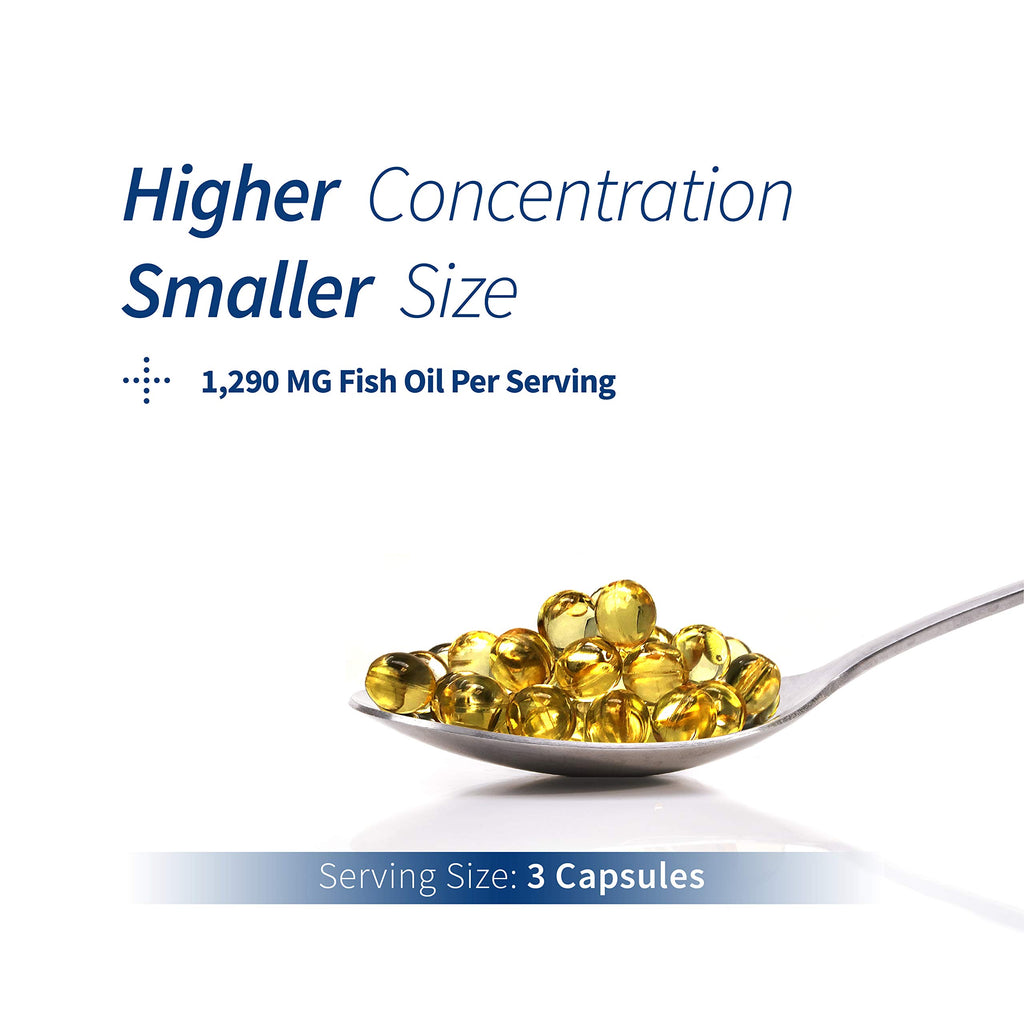 Spoonful Mini Omega 3 Fish Oil, iFOS Certified, 1290 mg Per Serving, 300 Softgels Pearls, Small Size Easy to Swallow Capsules, Made in USA