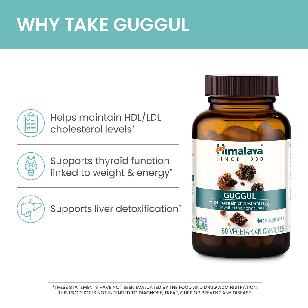 Himalaya Guggul Extract- Herbal Guggul Supplements Liver Support for Liver Detox, Cholesterol, HDL & LDL Support - Vegan, Non-GMO, Gluten Free, 720 mg, 60 Capsules, 2pk