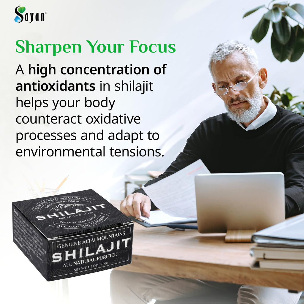 Sayan Pure Shilajit Resin 1.4oz/40g, 265 Servings - Potent Organic Fulvic Acid Supplement - Supports Immune System, Memory, Focus, and Provides Natural Energy, Detox - Vegan, Non-GMO