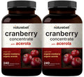 NatureBell 2 Pack Cranberry Concentrate with Acerola, 240 Vegetarian Capsules | Organic Cranberry Fruit Extract with Organic Acerola Cherry – Non-GMO, cGMP Manufactured