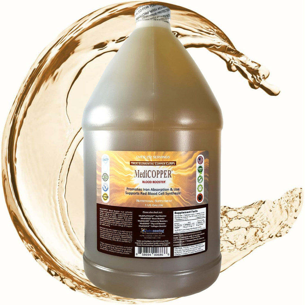 MediCOPPER True Colloidal Copper Dietary Supplement - 1 US Gallon in Opaque BPA-Free Plastic Jug