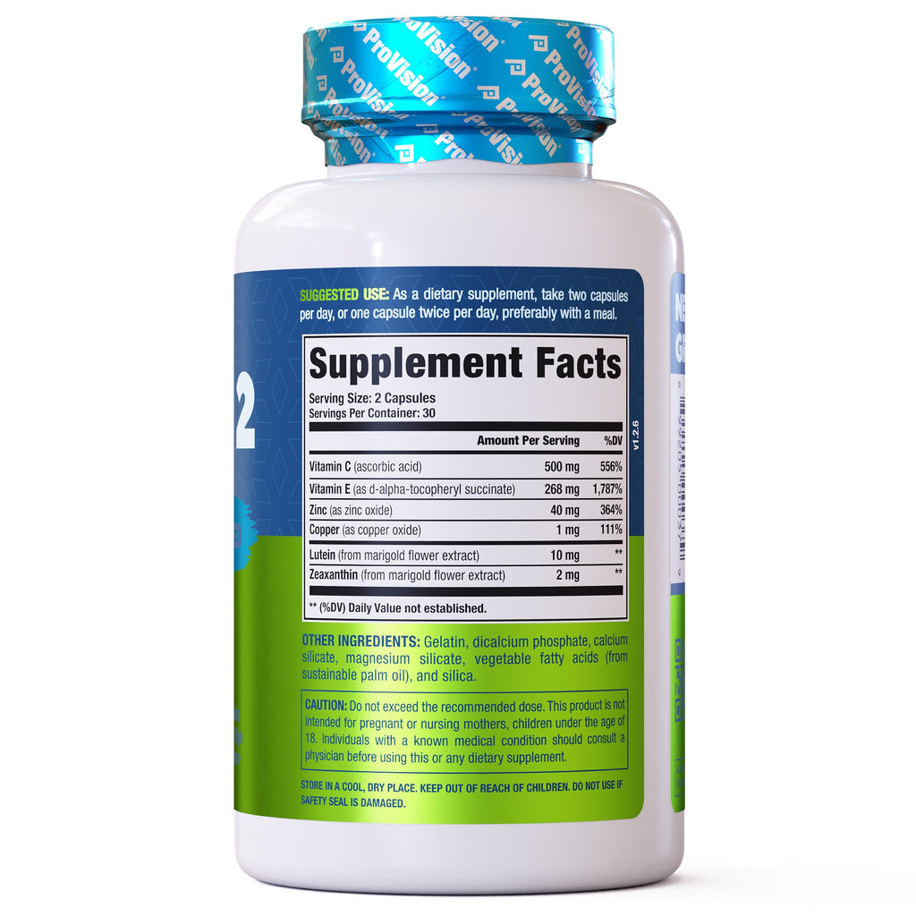 Provision AREDS 2 Eye Vitamins - Enhance Vision Supplements - Lutein Zeaxanthin Vision Complex - 60 Eye Supplement Capsules