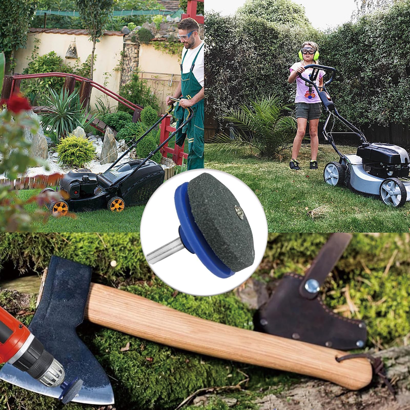 2Pcs Lawn Mower Blade Sharpener for Fast and Easy Multi Tool Blade Sharpener Garden Tools for Garden Universal for Most Lawnmower Blade Sharpener Garden Tool Sharpener UK For Rotary Lawn Axe Sharpener