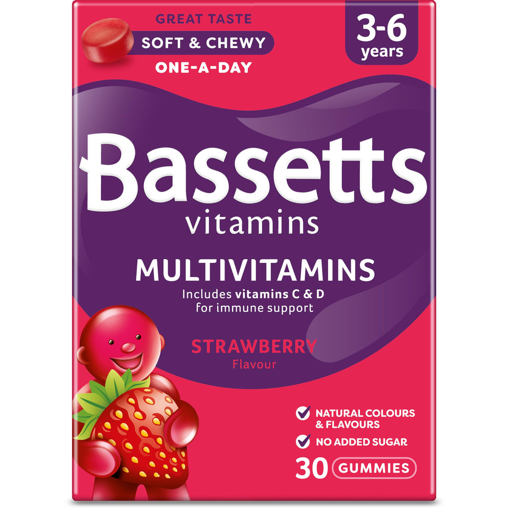 Bassetts 3 - 6 Years Strawberry Flavour 30 Chewies Multivitamins - by Bassett's