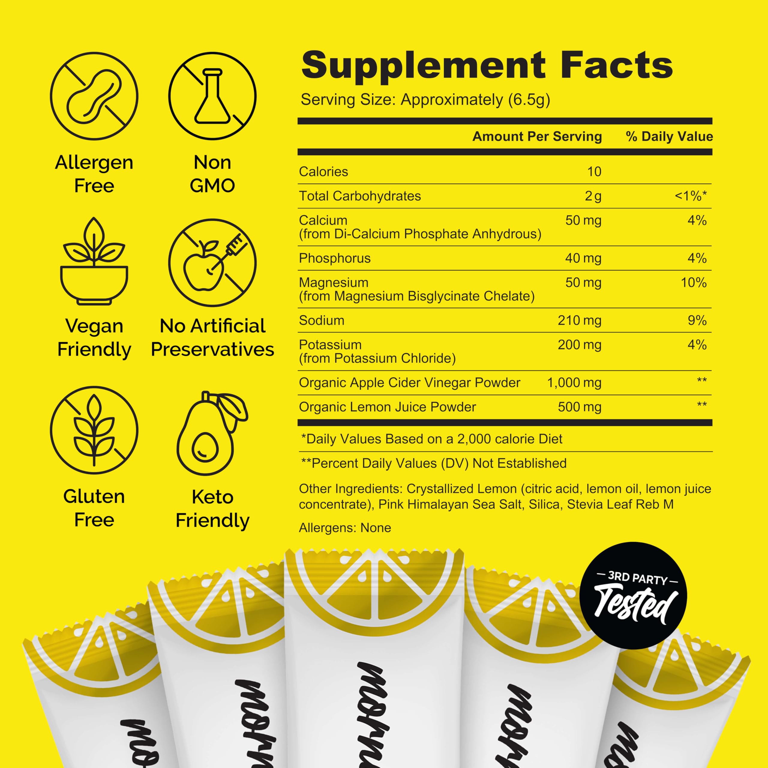 ROUTINE Morning Daily Hydration | Electrolyte Powder Packets | Lemon, Apple Cider Vinegar & Sea Salt Drink Mix | Sugar-Free, Keto & Paleo-Friendly | 3rd-Party Tested Electrolyte Drink Mix, 30 Sticks