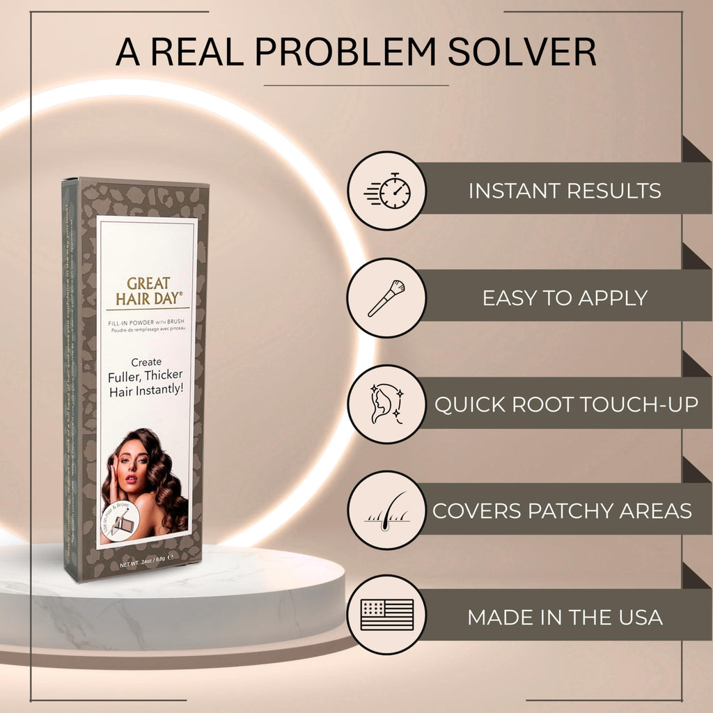 Joan Rivers Great Hair Day Root Touch Up Powder and Hair Color Stick - Root Cover Up Hair Powder and Root Touch Up Stick for Thicker, Fuller Looking Hair (Brunette)