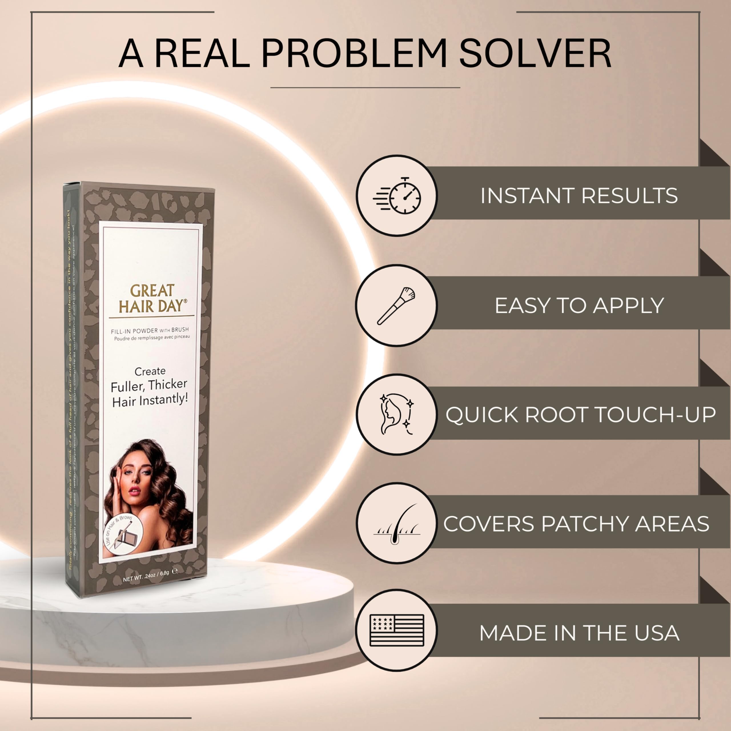 Joan Rivers Great Hair Day Root Touch Up Powder and Hair Color Stick - Root Cover Up Hair Powder and Root Touch Up Stick for Thicker, Fuller Looking Hair (Brunette)