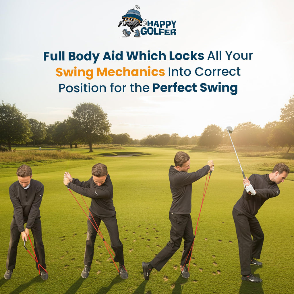 Happy Golfer Golf Resistance Bands Swing Trainer | Golf Power Trainer for Swing Path, Grip & Speed Training | Portable Golf Training Aid for Warm Up, Strength & Practice