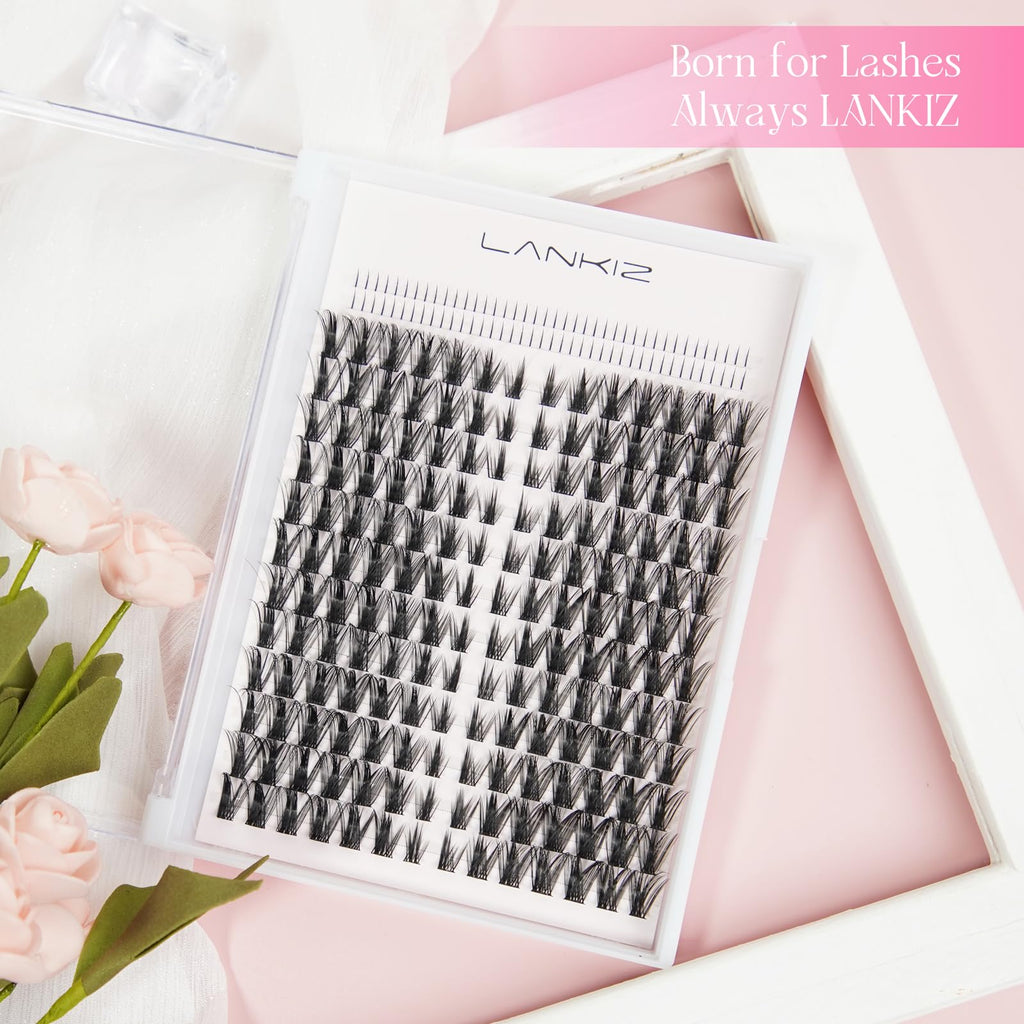 LANKIZ Manga Lashes Natural Look Lash Clusters Anime Lashes False Eyelashes Individual Lashes Extensions Korean Makeup Asian Fake Eyelashes Mink Wispy Fluffy Cluster Lashes