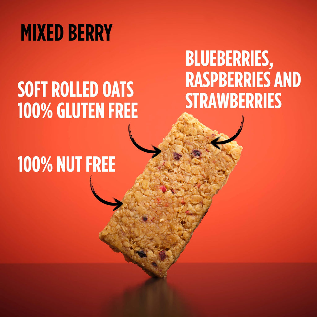 Get Buzzing Flapjacks Packs of 3 (3 Pack, Berry) - Gluten and Nute free, 62 gram bars x 3, Made in the UK