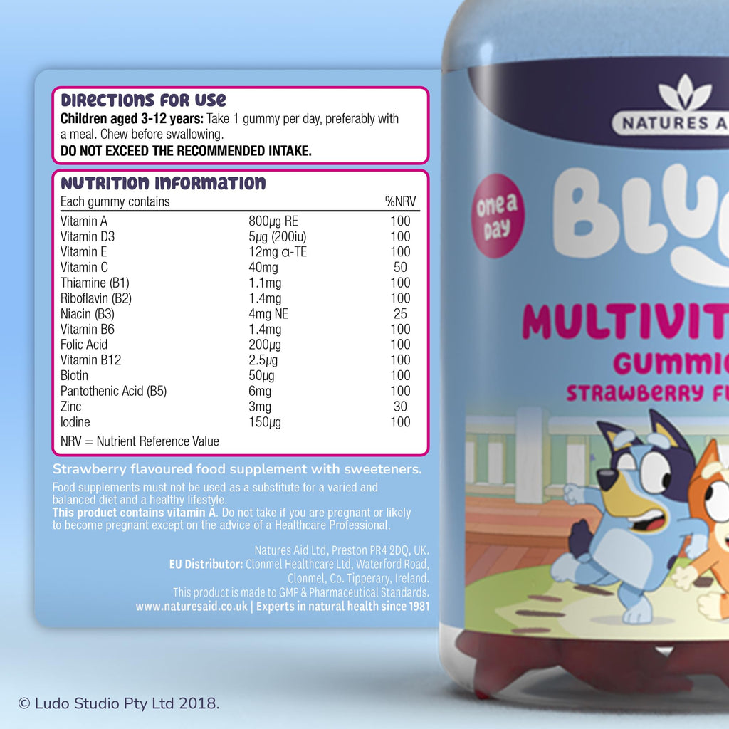 Bluey Kids Multivitamin Gummies for Children – 30 Vitamin Gummies