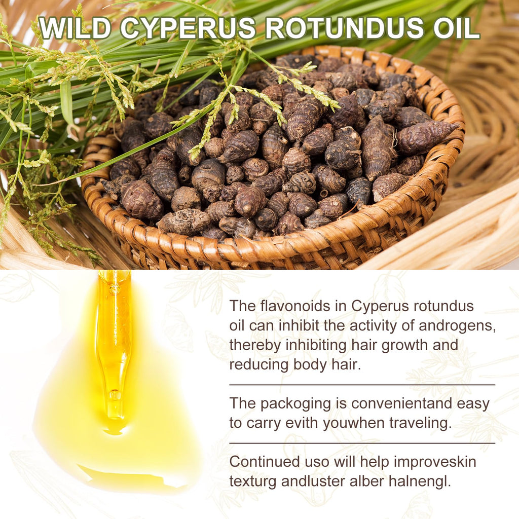 Cyperus Rotundus Oil, 100% Pure Natural Cyperus Oil for Hair Removal, Gently and Effectively Inhibits Hair Growth (60ml)