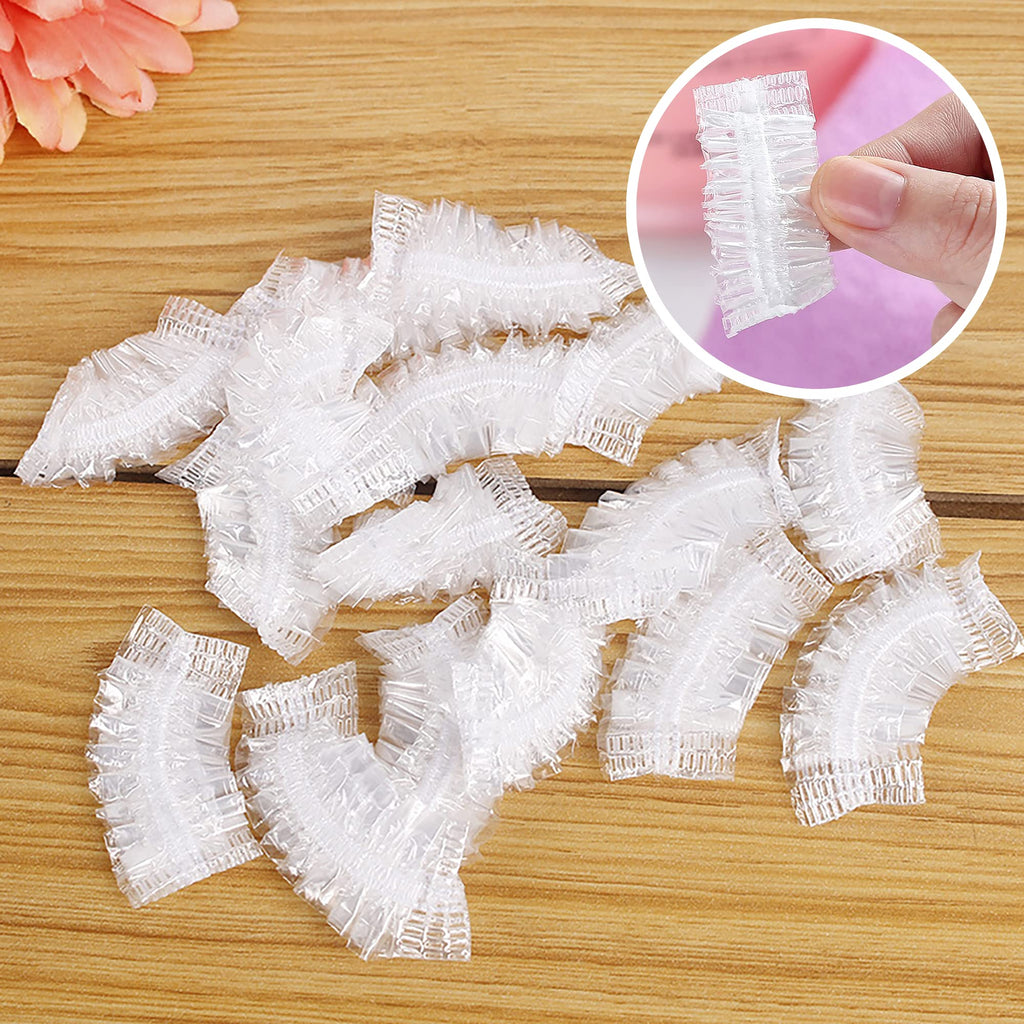 100 Pack Disposable Ear Protectors - Clear Ear Covers for Shower, Bathing, Salon