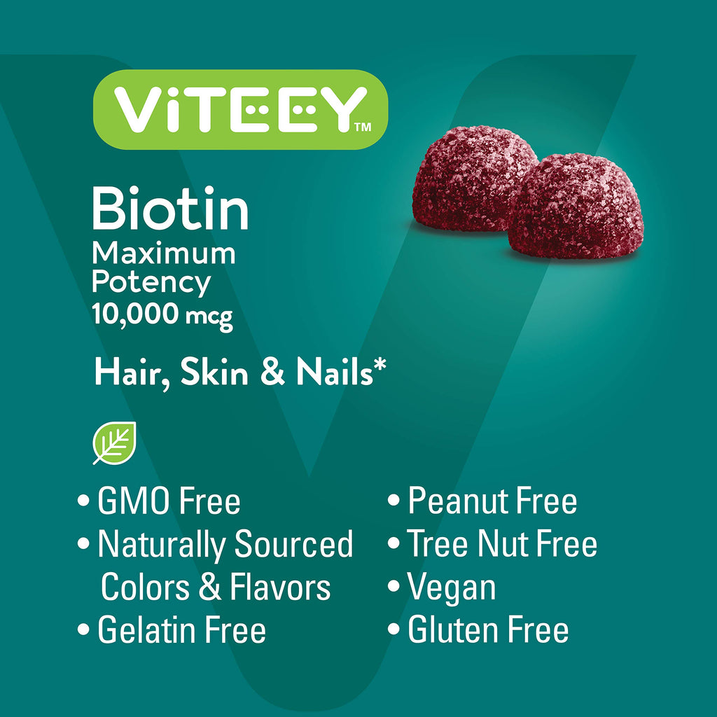 Viteey Biotin Gummies - 10,000 mcg - 120 Count