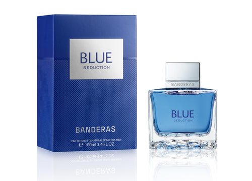 Banderas Blue Seduction Eau De Toilette for Men - Fresh, Romantic, Fruity Scent - Woody, Aquatic Notes of Apple, Sea Water - Ideal for Day Wear - 3.4 Fl Oz