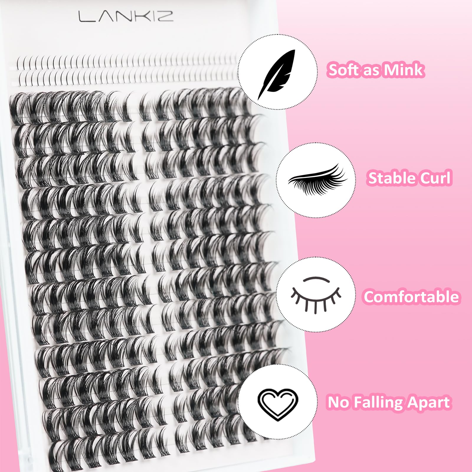 LANKIZ Manga Lashes Natural Look Lash Clusters Anime Lashes False Eyelashes Individual Lashes Extensions Korean Makeup Asian Fake Eyelashes Mink Wispy Fluffy Cluster Lashes
