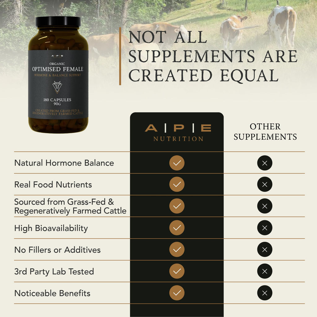 APE Nutrition Organic Optimised Female, Hormonal Support, 180 Capsules