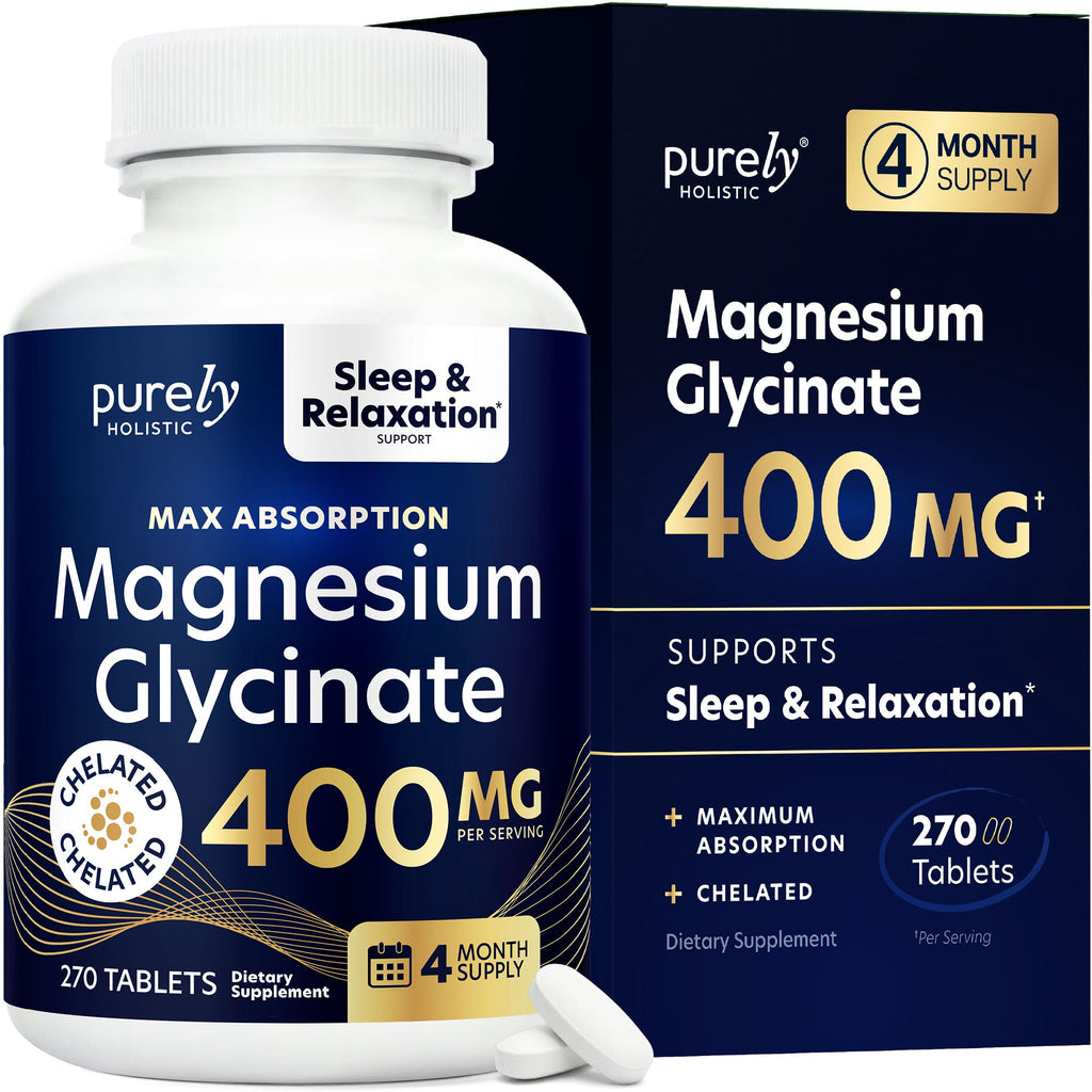 Magnesium Glycinate 400mg, 4+ Month Supply, Sleep, Relax & Muscle Support