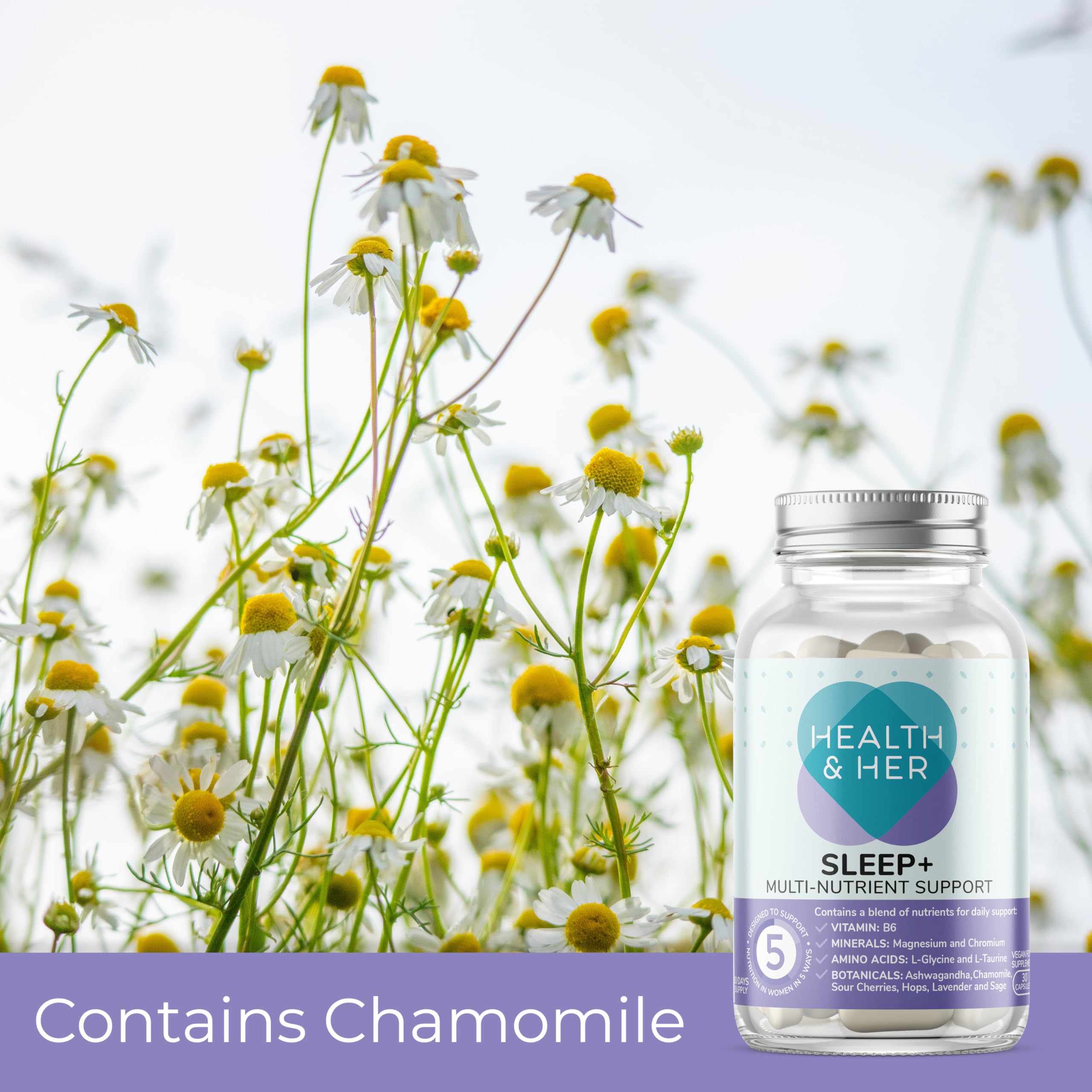 Health & Her Sleep+ Women's Supplement, Vegan, 60-Day Supply