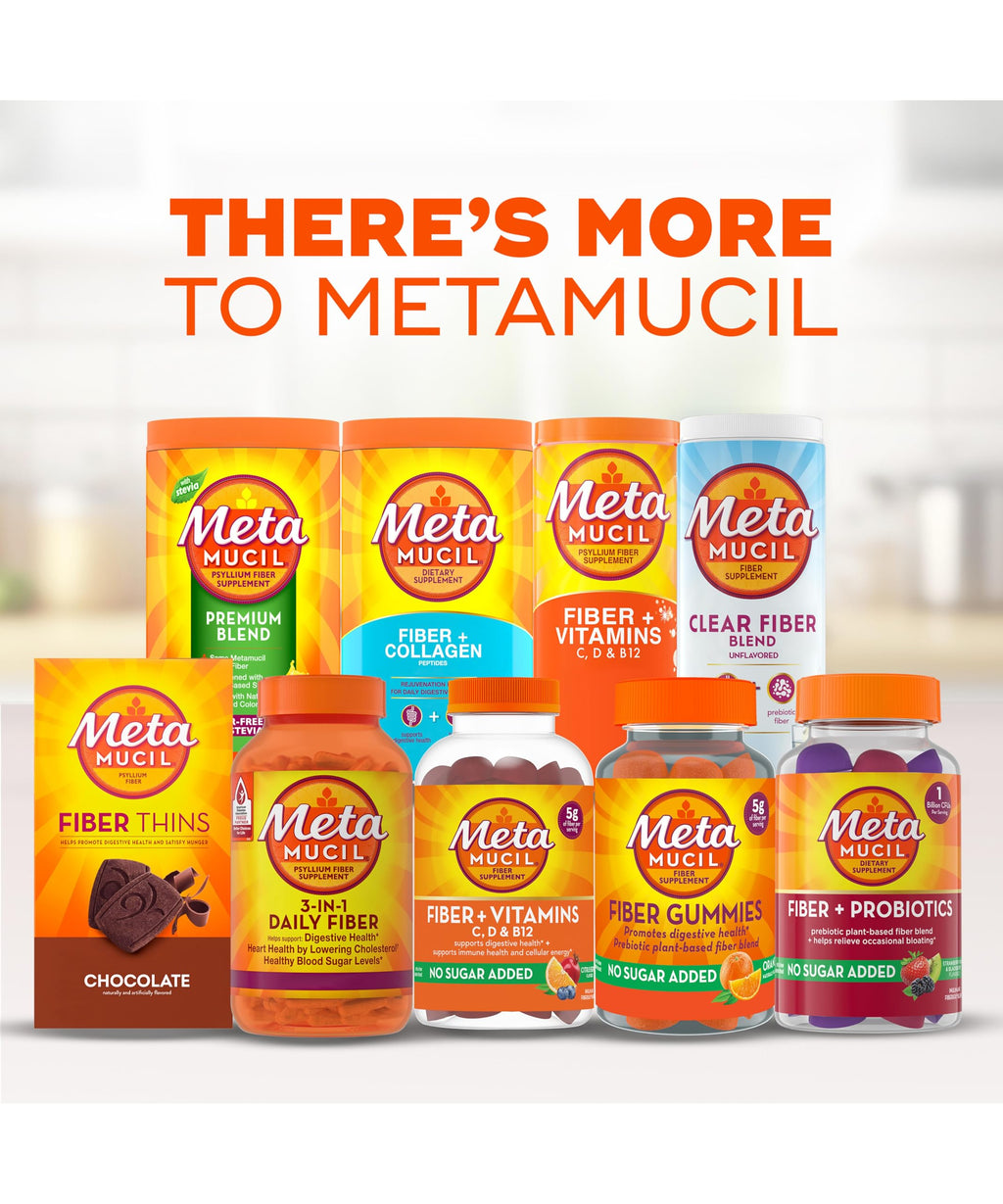 Metamucil Fiber Gummies for Adults with Vitamins C, D, B12 for Metabolism, No Sugar Added Citrus Berry Flavor, 5g Plant Based Prebiotic Fiber Supplement Blend, 120 Count