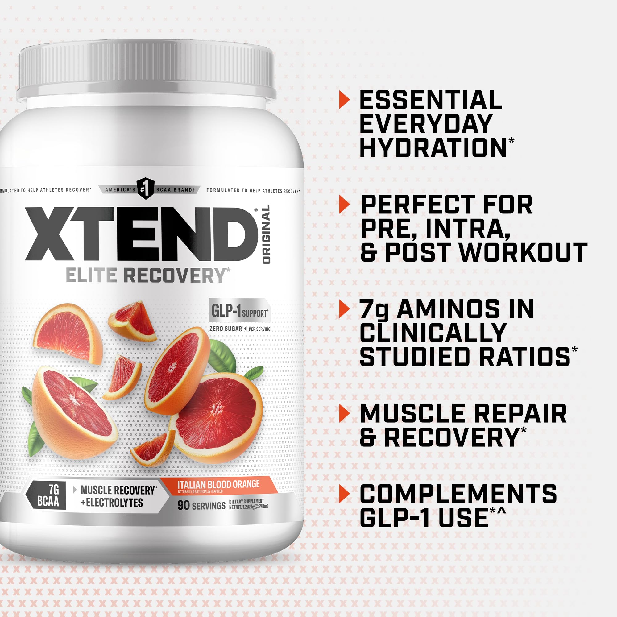 Xtend Original BCAA Powder 7g BCAA and 2.5g L-Glutamine, Sugar Free Post Workout Muscle Recovery Drink with Amino Acids for Men & Women, 90 Servings