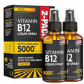 (2 Pack) - Liquid B12 Spray 5000 mcg - Vitamin B12 Sublingual - Vegan B12 Vitamin Spray - Methylcobalamin Vitamin B12 Liquid Boosts Energy & Mood - Gluten-Free & Non-GMO (5000 mcg in 10 Sprays)