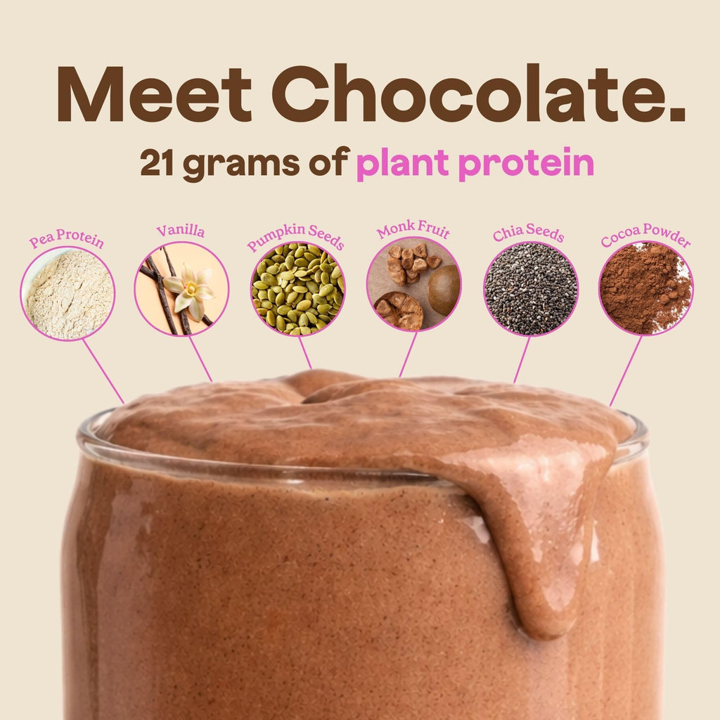 The Bomb Co. Bomb Plant Protein, Protein Powder with 21g Protein, Amino Acids, Zero Sugar, Pea Protein, Cocoa, Chia Seeds, Pumpkin Seeds, Vanilla & Monk Fruit, Gluten Free, Chocolate Flavor, 20 Srvgs