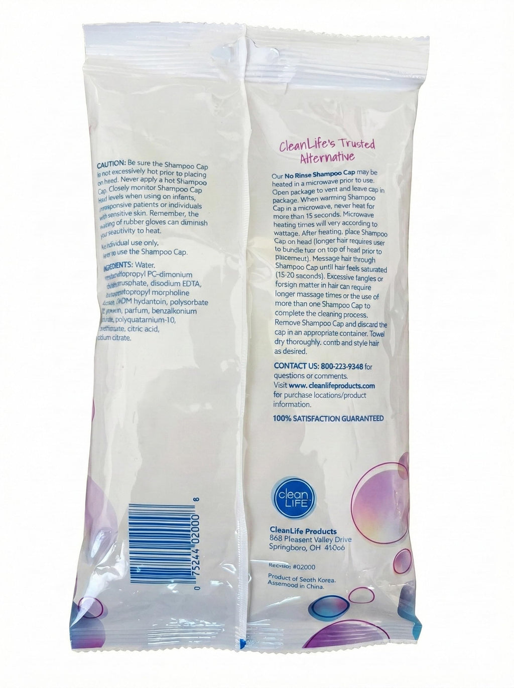 No-Rinse Cleanlife Products Shampoo Cap (10 Pack) - Waterless, Rinse Free Hair Washing and Conditioning Shower Caps for Bathing Elderly, Bedridden, Hospital Patients - Disposable, Hypoallergenic