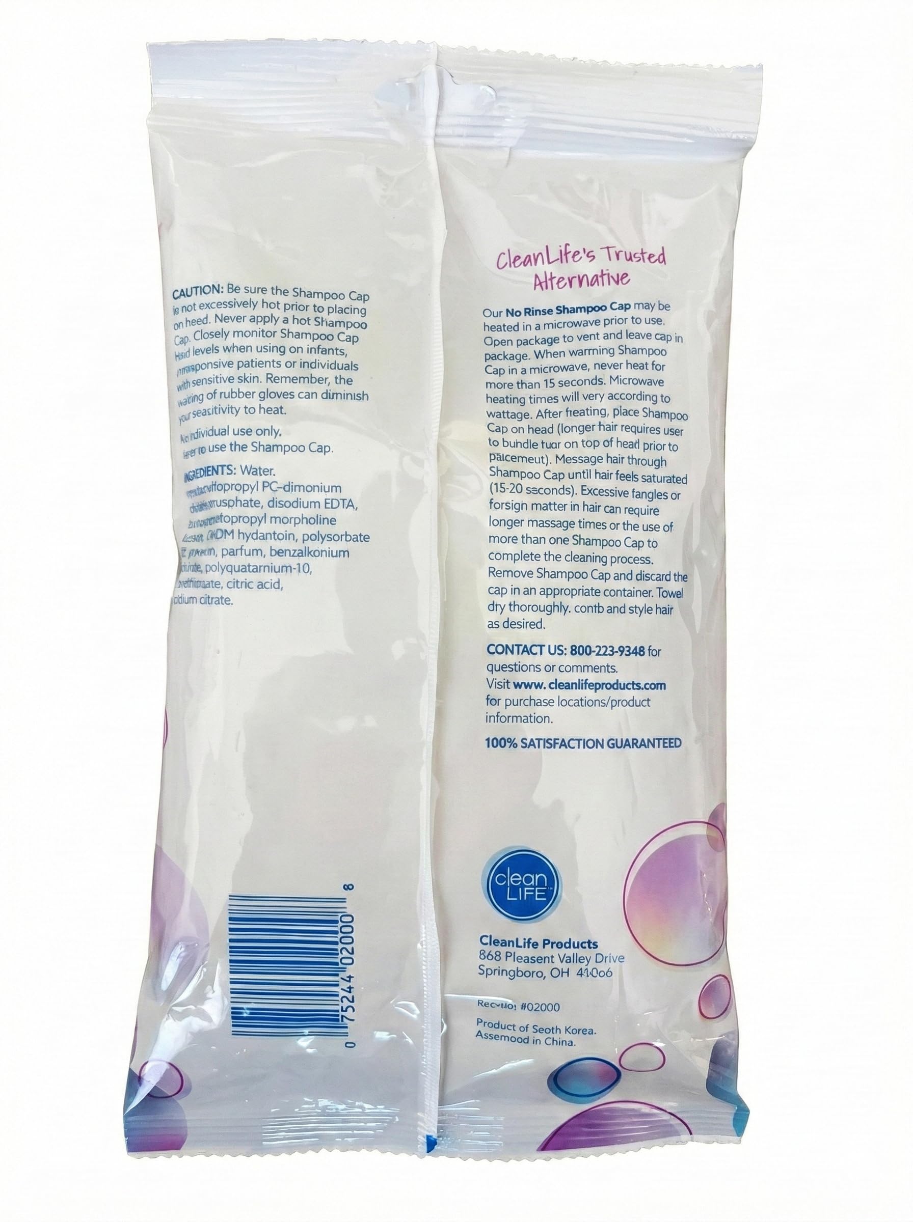 No-Rinse Cleanlife Products Shampoo Cap (10 Pack) - Waterless, Rinse Free Hair Washing and Conditioning Shower Caps for Bathing Elderly, Bedridden, Hospital Patients - Disposable, Hypoallergenic