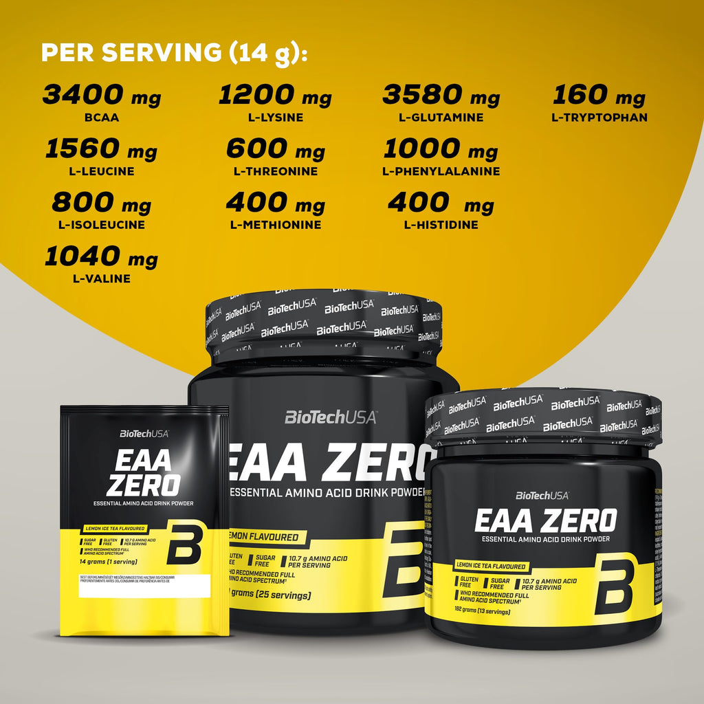 BioTechUSA EAA Zero - Essential Amino Acid Power | 7160mg EAA/Serving | WHO Recommended Ratio | Sugar-Free, Gluten-Free, 350 g, Pineapple-Mango