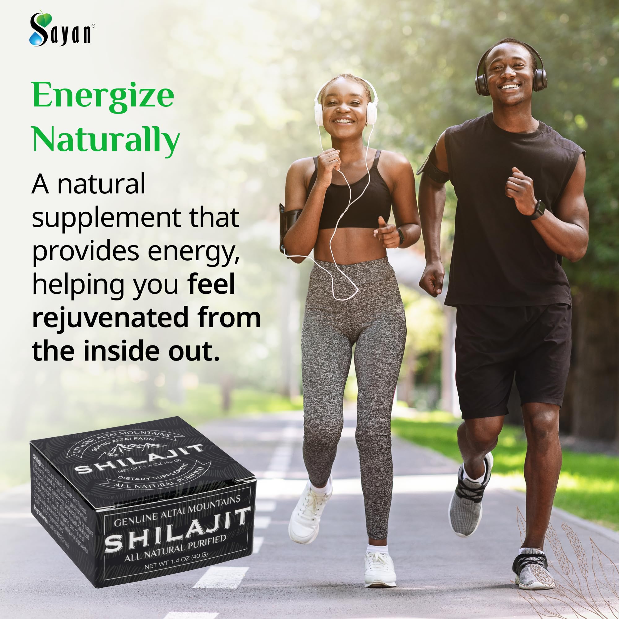 Sayan Pure Shilajit Resin 1.4oz/40g, 265 Servings - Potent Organic Fulvic Acid Supplement - Supports Immune System, Memory, Focus, and Provides Natural Energy, Detox - Vegan, Non-GMO