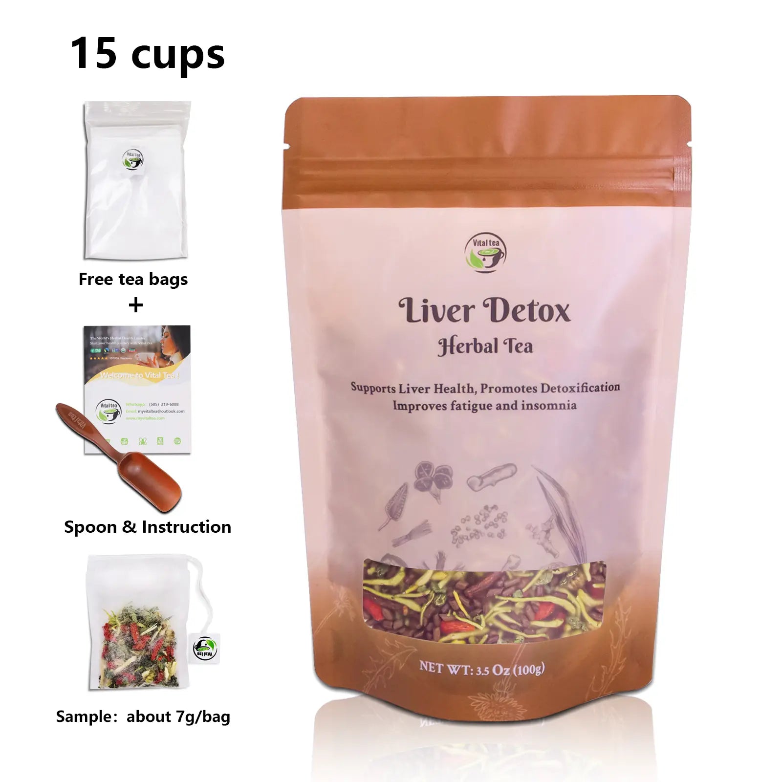 Liver Support with Milk Thistle Goji Berry Chrysanthemum - Cleanse Liver and Eyes | Organic, Natural Herbal Tea Loose Leaf (100G) Beverage | Itree · Vital-Tea