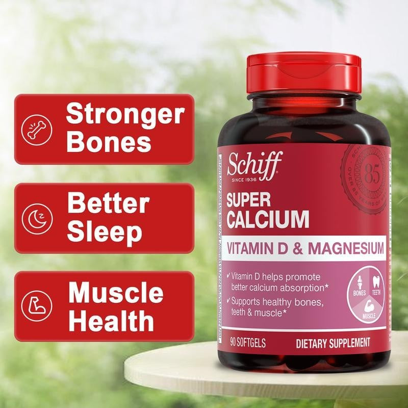 Schiff Super Calcium 800Mg plus Magnesium with Vitamin D3, 90 Softgels - Ca