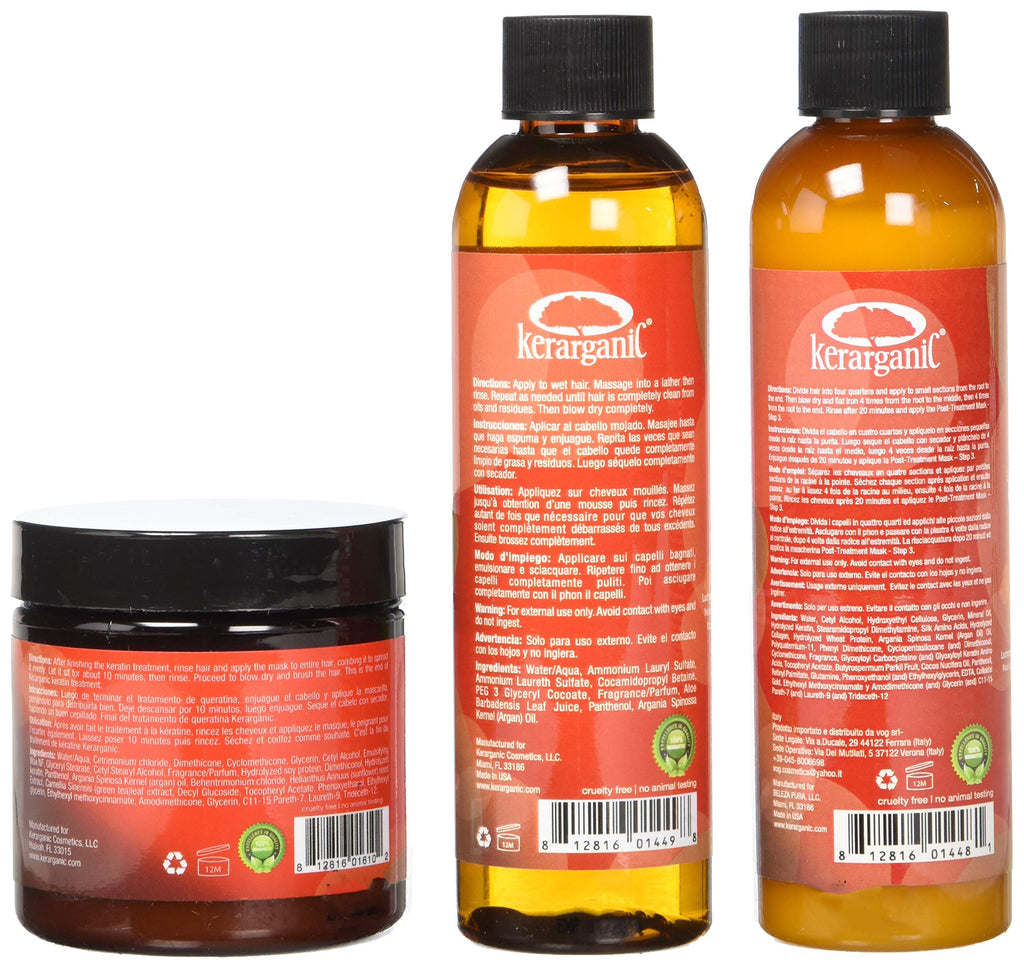 KERATIN TREATMENT SET - ORGANIC - FORMALDEHYDE FREE - 4-oz