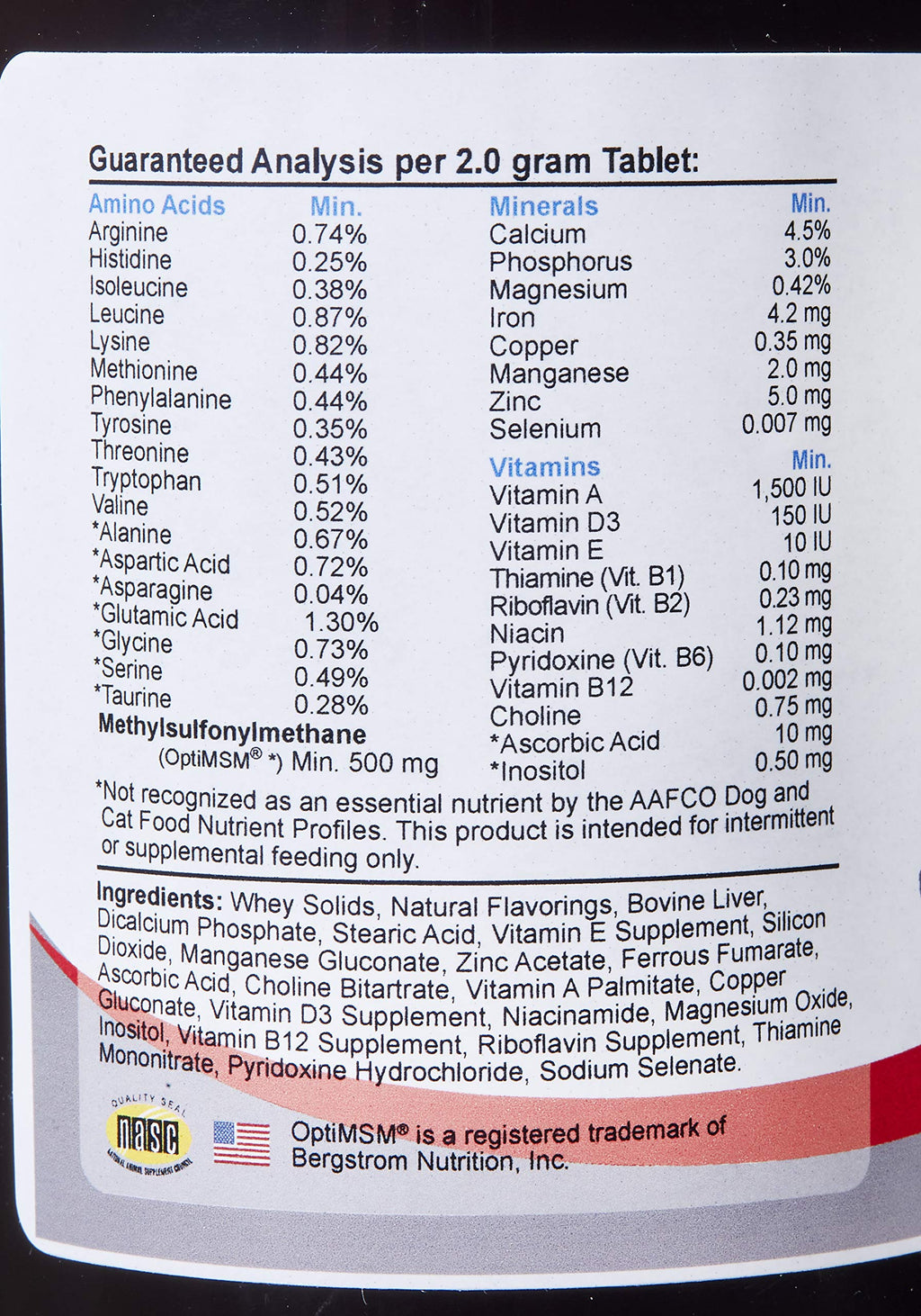 COMFORT Geriatric Supplement for Dogs, 100 Count, Contains MSM, Superoxide Dismutase, Ester-C, 19 Vitamins and Minerals & 18 Amino Acids, Made in the USA