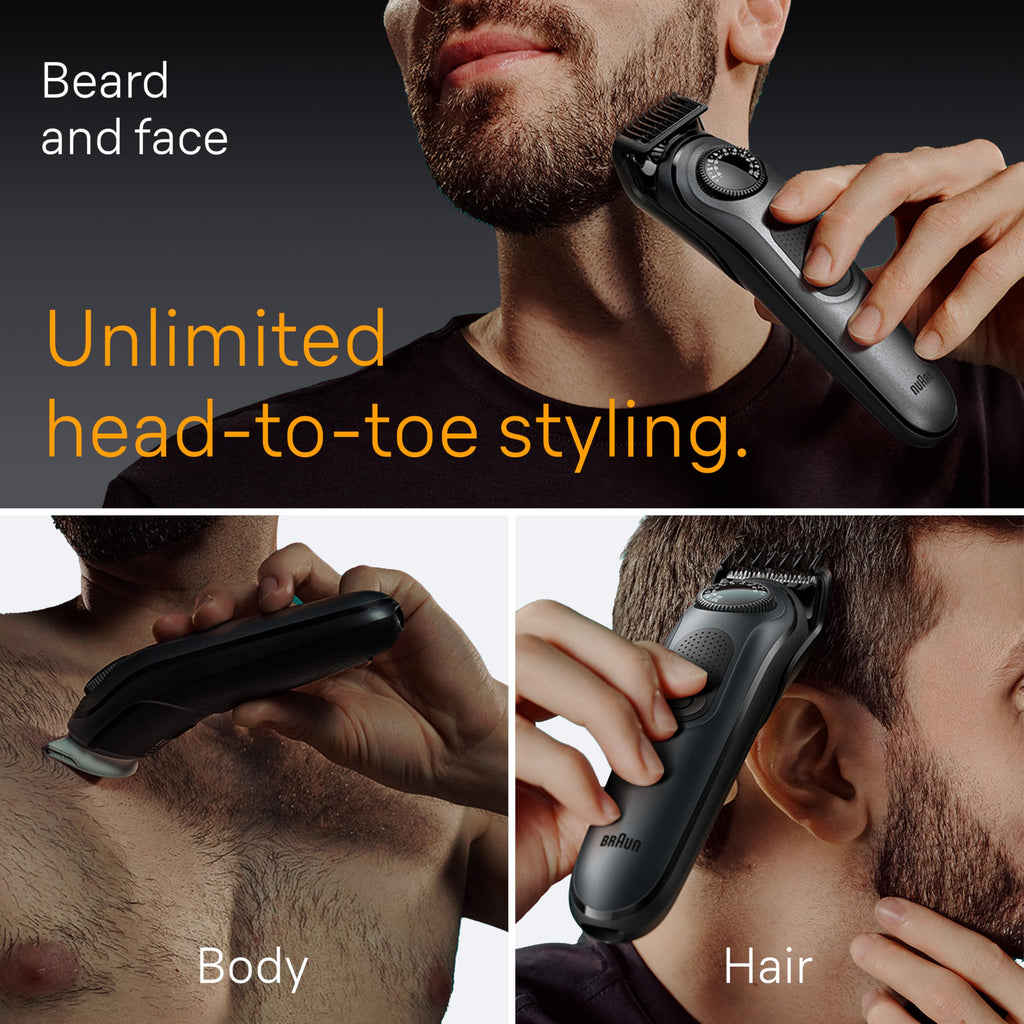 Braun All-in-One Style Kit Series 5 5480, 8-in-1 Trimmer for Men with Beard Trimmer, Body Trimmer for Manscaping, Hair Clippers & More, Ultra-Sharp Blade, 40 Length Settings, Waterproof