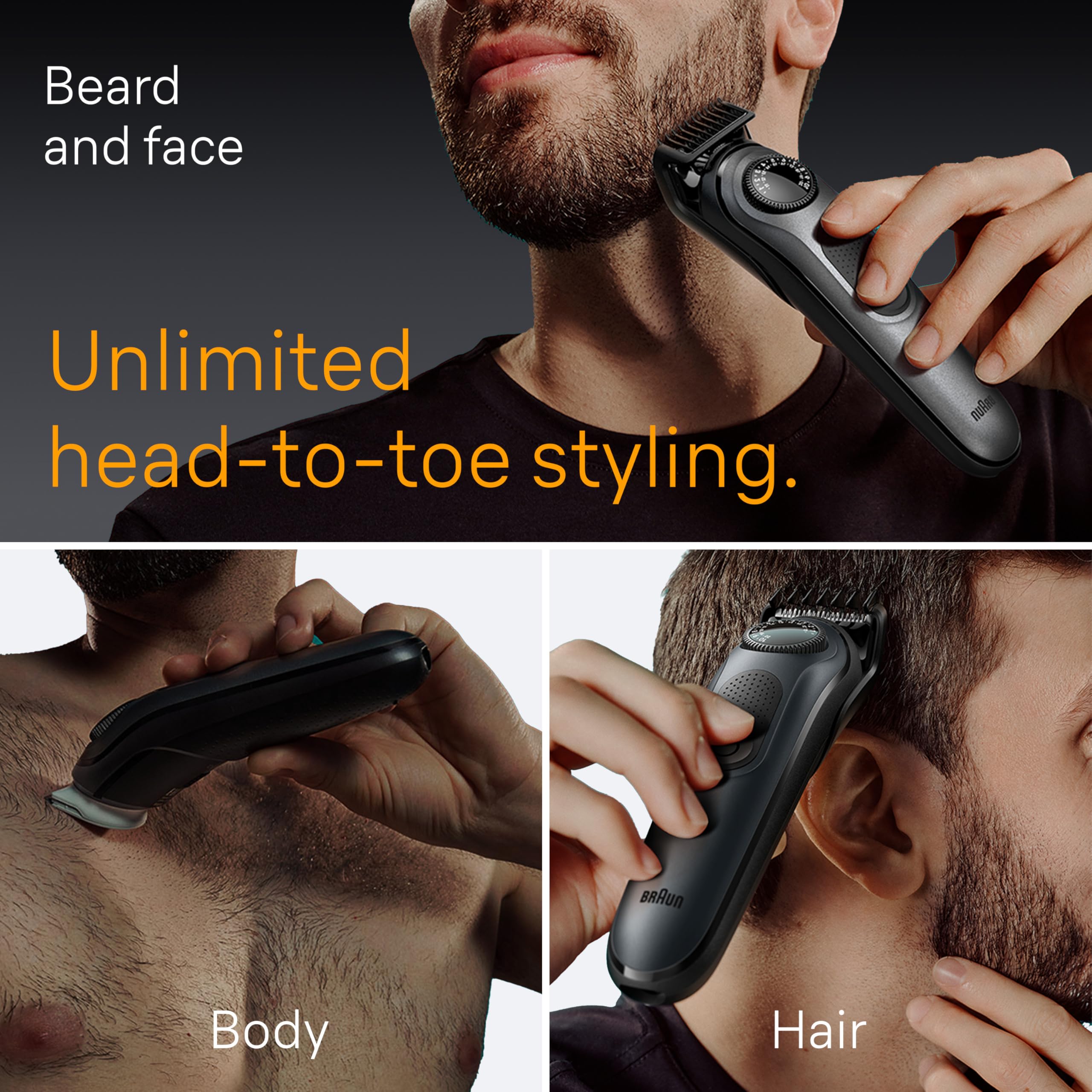 Braun All-in-One Style Kit Series 5 5480, 8-in-1 Trimmer for Men with Beard Trimmer, Body Trimmer for Manscaping, Hair Clippers & More, Ultra-Sharp Blade, 40 Length Settings, Waterproof