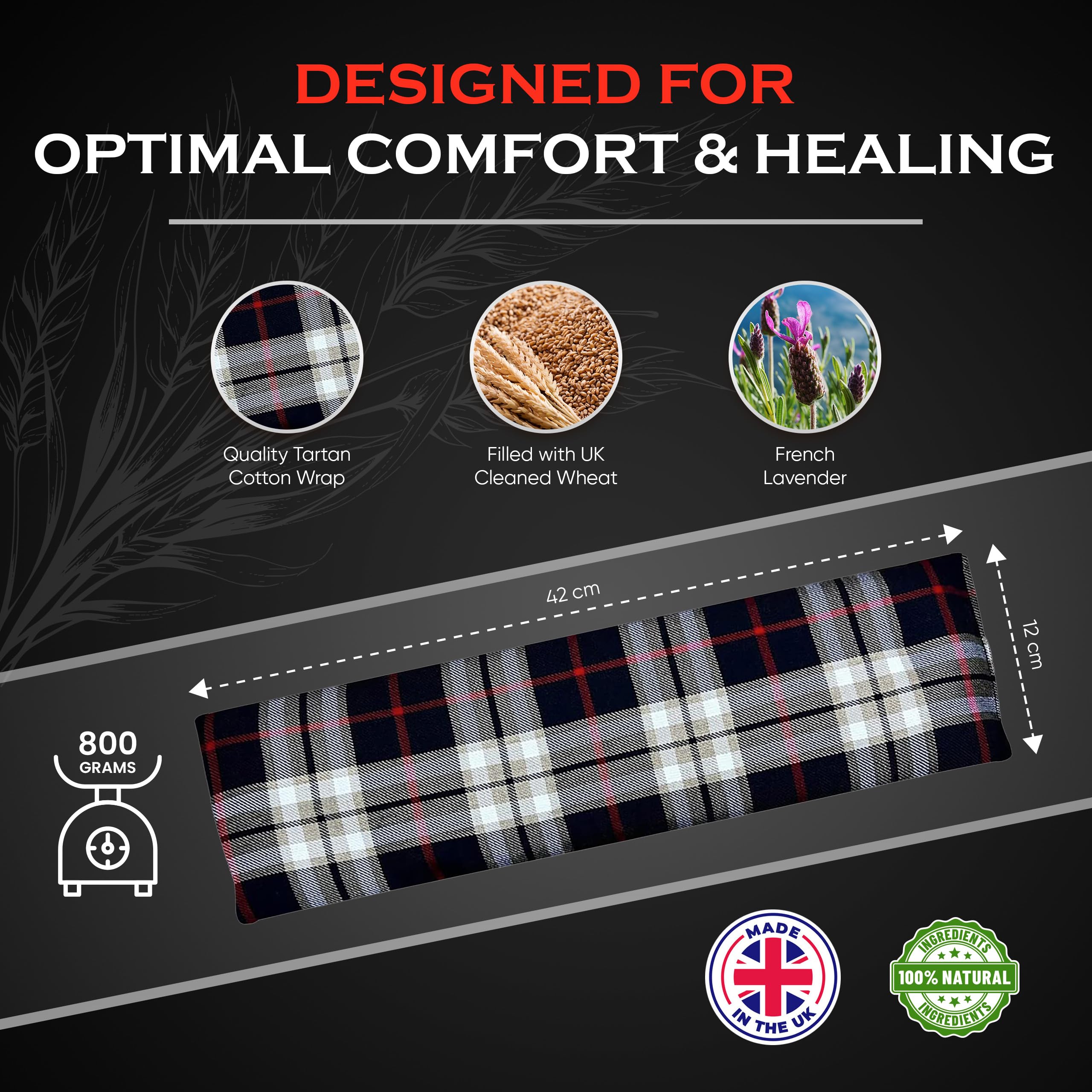 Microwavable Heating Pads for Winter Warmth, Back, Stomach & Head Comfort – Kalore Cotton Tartan Neck Wrap – Even Heat Distribution Hot Compress Bag – Wheat Heat Pad XL – Lavender Scent – Turquoise