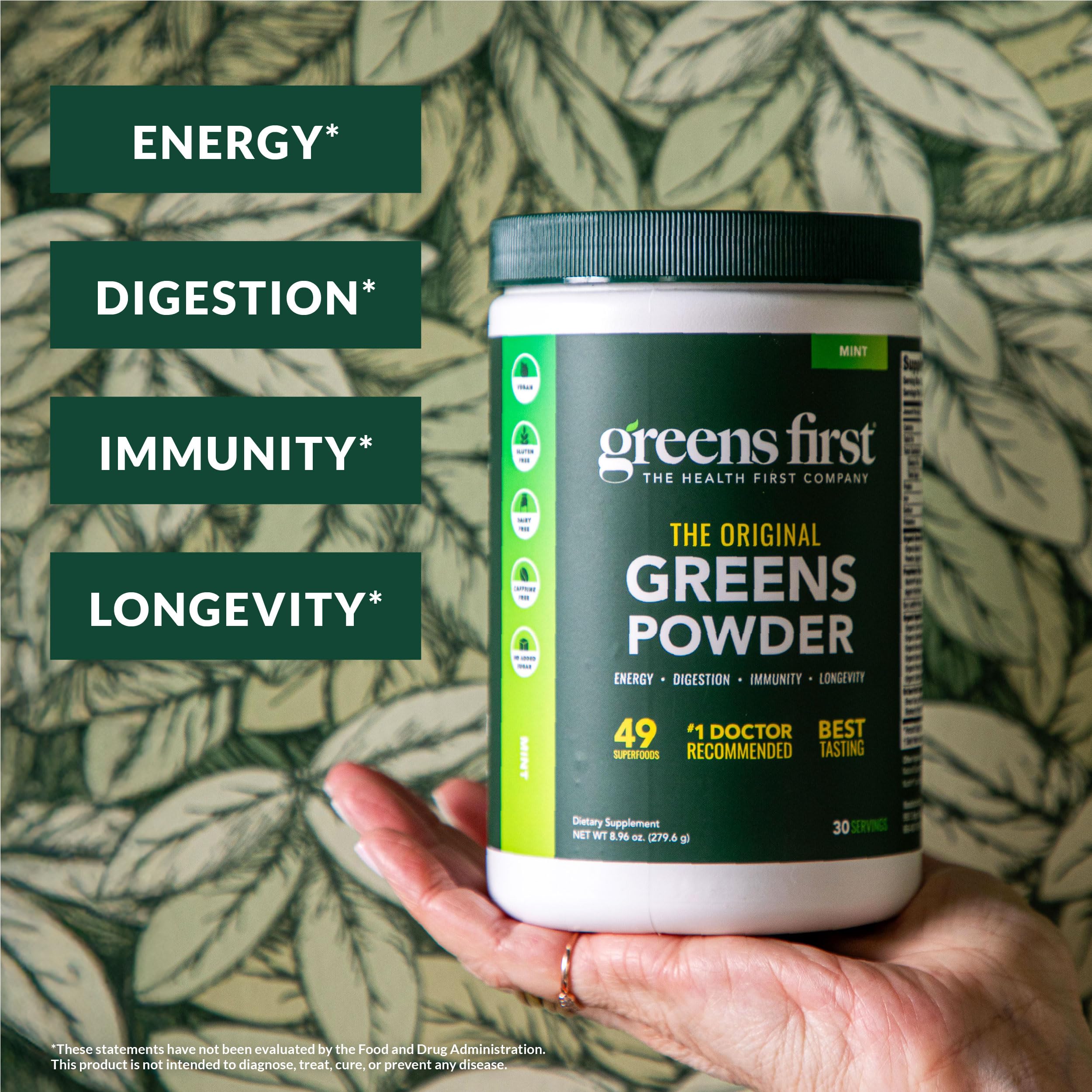 Greens First Original Greens Powder | Mint | 49 Superfoods | 30 Servings