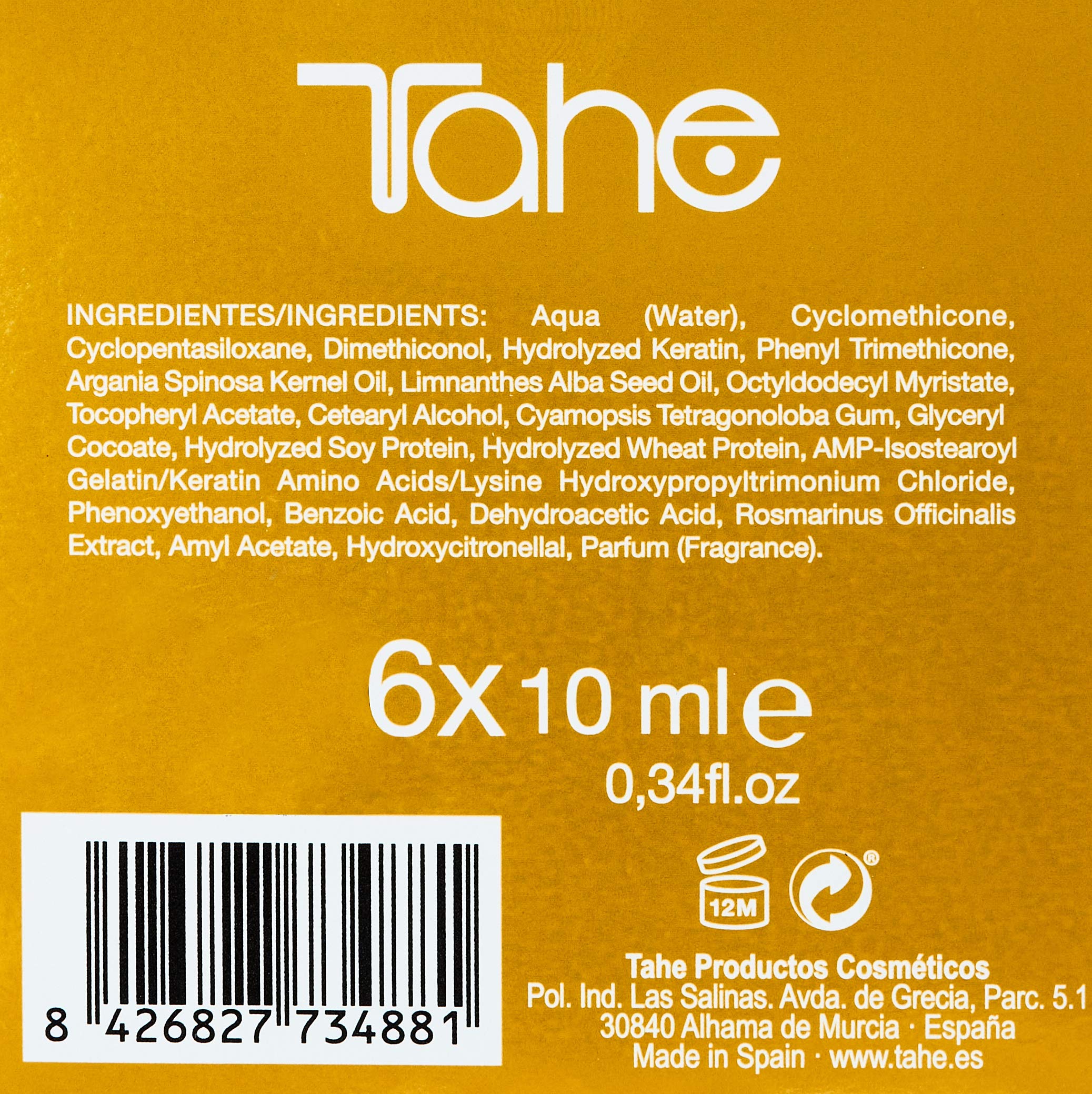 Tahe Botanic Power Gold Anti-Frizz Deep Repair Hair Treatment 6x10ML
