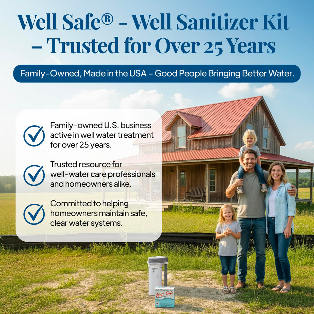 WELL SAFE Well Sanitizer Kit - Water Purification for Wells, Storage Tanks & Cisterns - Improves Well Water Smell and Taste - Easy to Use - USDA Food Grade Sanitizer and Well Water Treatment