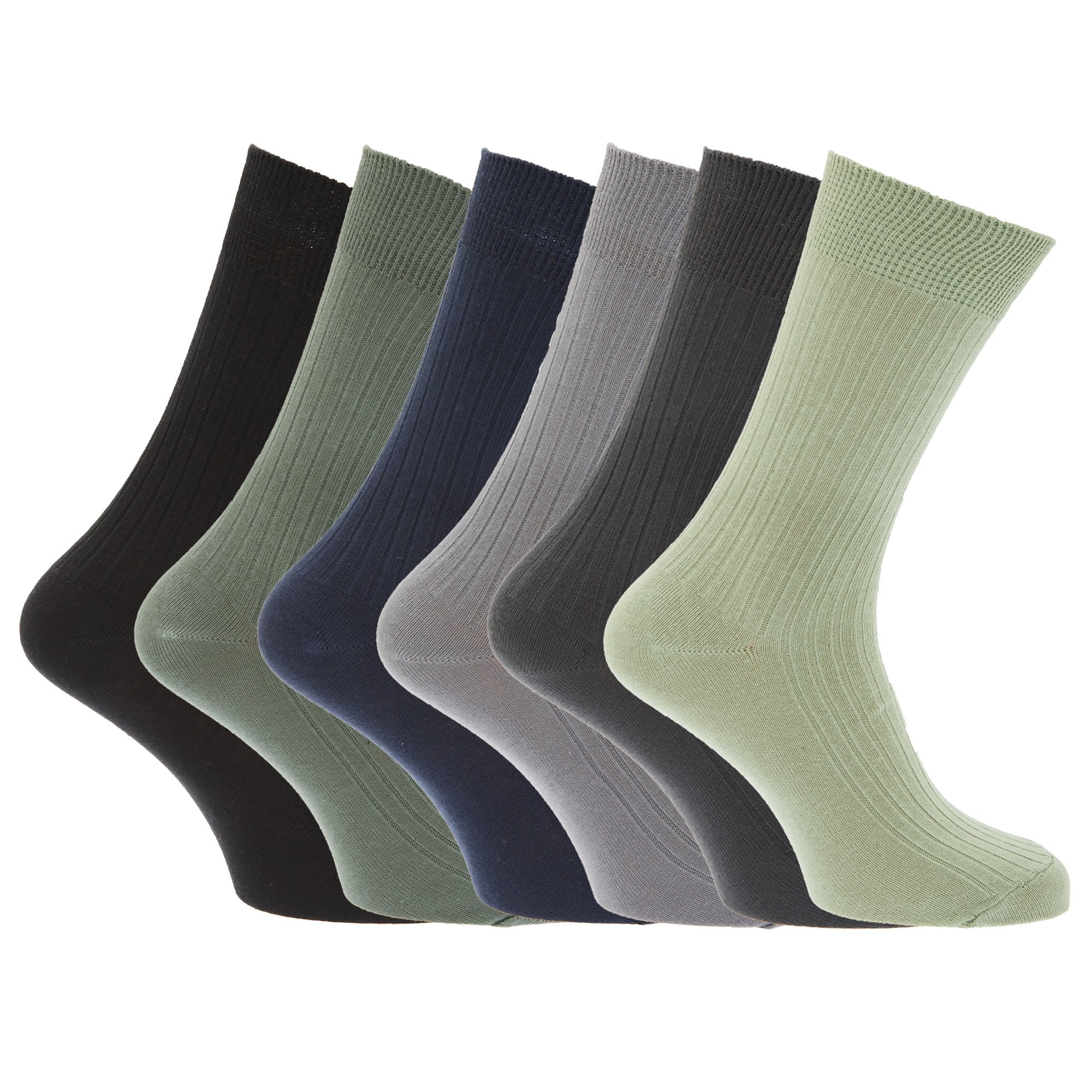 Mens 100% Cotton Ribbed Classic Socks (Pack Of 6) (UK Shoe 6-11, EUR 39-45) (Black)