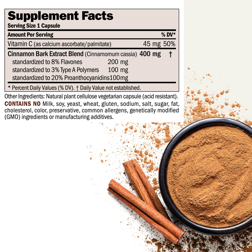 ANDREW LESSMAN Cinnamon 400mg - 60 Capsules - High Potency, Standardized Extract. No Additives. Small Easy to Swallow Capsules