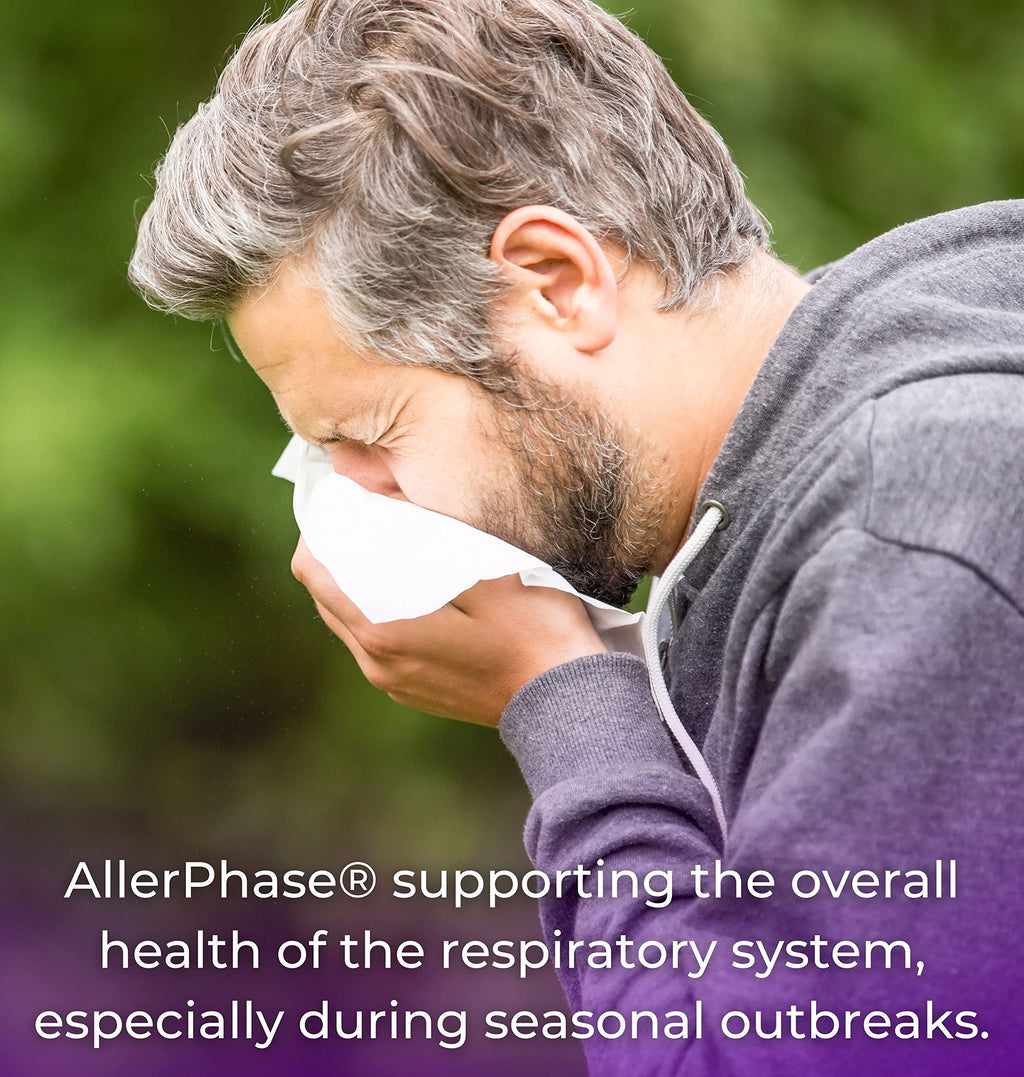 AllerPhase Natural Herbal Sinus and Lung Relief Supplement for Seasonal Respiratory Discomfort Caused by Pollens, Dust, and Dander (30 Vegetarian Capsules)