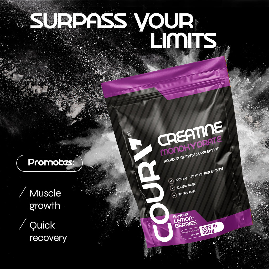 COURA Lemon-Berries Creatine Monohydrate, Strength Endurance Sports, 450g