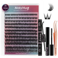MayHug 3D Wispy Cluster Lashes Kit - Waterproof Lash Clusters 8-18MM C Curl Lashes - 144Pcs Individual Eyelashes Kit with Remover, Bond and Seal (Prism, 4 In 1)