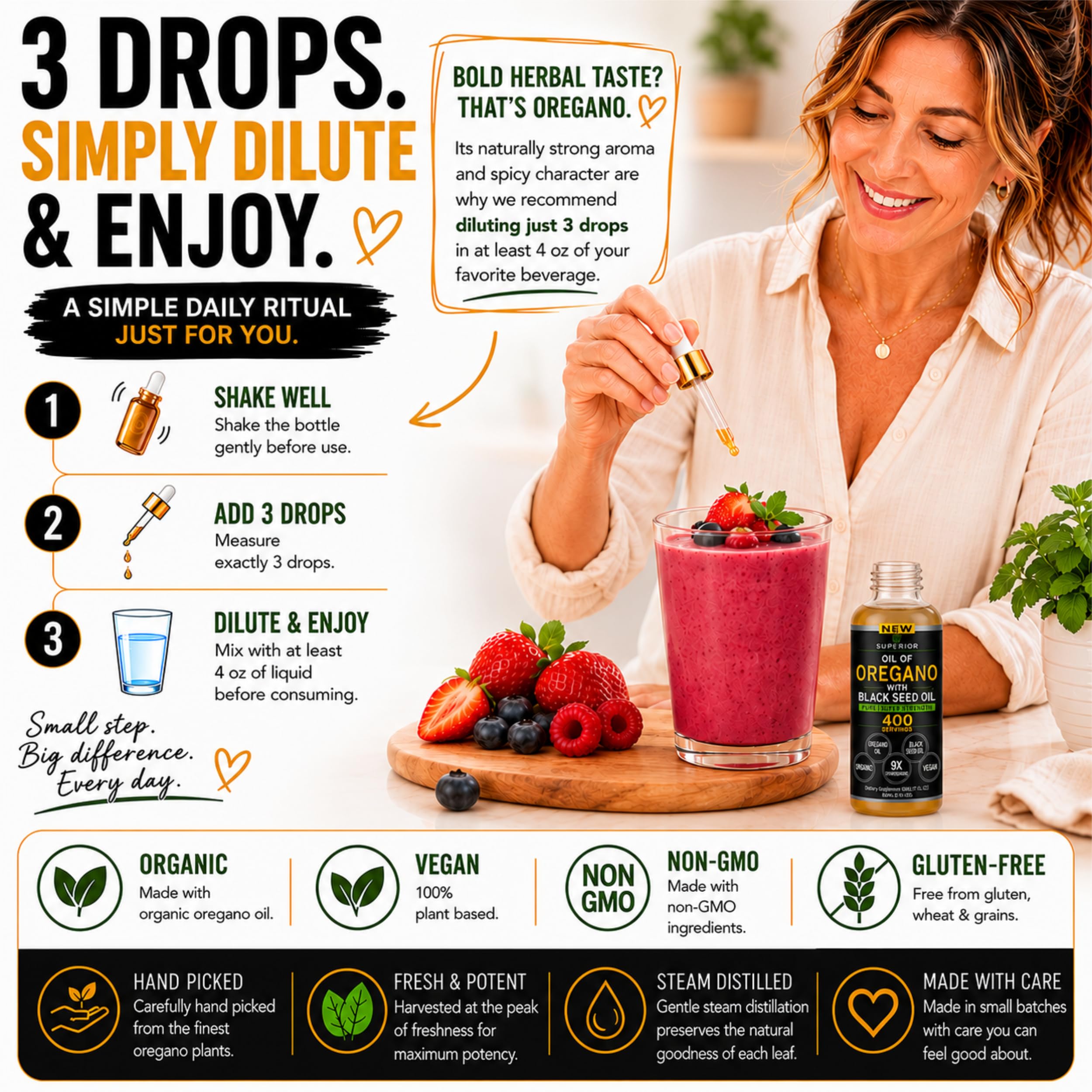 Oil Of Oregano With Black Seed Oil - 400 Servings, 2 in 1 Wild Organic Oregano Oil with Black Seed Oil for Immune & Digestive Support – Non-GMO, Gluten-Free Drops – Herbal Wellness Supplement