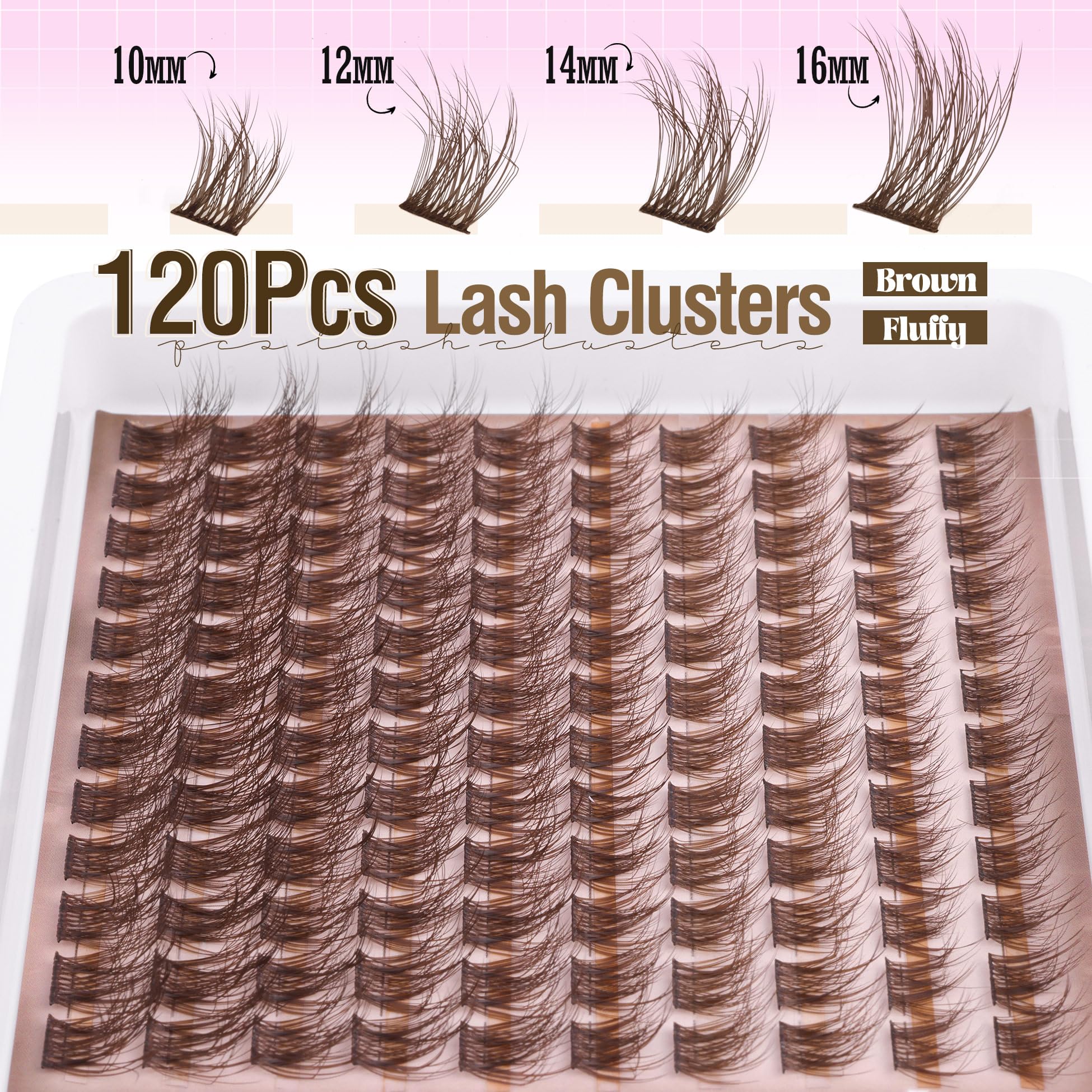 Brown Lash Clusters Kit Dark Brown Eyelash Clusters Gently Fluffy Individual Lashes Kit Natural DIY Lash Extensions Kit Brown Cluster Eyelash Extensions Kit with Lash Bond and Seal, Remover, Tweezers